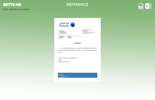 Референтен шаблон за затворање на банката Катар Ахли во модерен стил